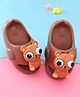Oh! Pair Slip On Clogs With Bear Applique - Brown