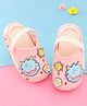 Oh! Pair Slip On Clogs with Monster Applique & Back Strap - Pink