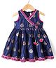Babyhug Cotton Woven Sleeveless Foil Printed Ethnic Dress - Navy Blue