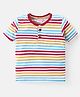 Babyhug Cotton Knit Half Sleeves Striped T-Shirt - Multicolour