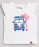 giniekids Cotton Cap Sleeves Vehicle Printed Top - Off White