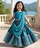 Babyhug Woven Short Sleeves Mirror Work & Sequin  Embroidered Choli & Lehenga Set with Dupatta  - Teal Blue