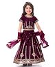 Babyhug Woven Half Sleeves Shimmered Floral Embroidered Choli Lehenga Set with Dupatta - Wine