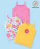 Babyhug 100% Cotton Knit Sleeveless Antibacterial Slips  with Floral & Polka Dots Print  Pack of 3 - Pink Yellow & White