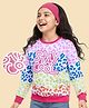 Pine Kids Cotton Knit Full Sleeves Drop Shoulder Gilter Text & Abstract Printed Sweatshirt - Pink