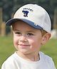 Ziory Cotton Hello Text Detailed Cap - White & Blue- 50-54 Cms