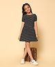 Kids Cave Half Sleeves Abstract Printed Dress - Black