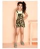 Kids Cave Camouflage Printed Dungaree With Sleeveless Solid Tee -  Green