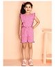 Kids Cave Sleeveless Frill Detailed & Floral Printed Jumpsuit - Pink