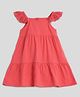 Somersault  Frill Sleeves Solid Cotton Dress  - Red