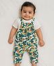 Somersault   Abstract Printed Dungaree With Half Sleeves Solid Tee  - Green