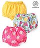 Babyhug 100% Cotton Knit  Antibacterial Bloomers Polka Dots & Floral Print Pack of 3 - Yellow & Pink