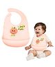 FunBlast Peach Print Silicone Baby Bib with Adjustable Strap for Feeding & Weaning