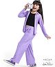 Arias Full Sleeves Textured Shirt & Flared Pants Set With Inner Top - Purple
