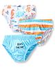 Babyhug 100% Cotton Antibacterial Briefs With Stripes & Sea Life Print Pack of 3 - Blue & White