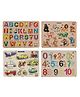 MINDMAKER Wooden Puzzle with Knobs Educational and Learning Toy for Kids (Alphabets+Number+Transports+Animals)