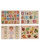 MINDMAKER Wooden Puzzle with Knobs Educational and Learning Toy for Kids (Alphabets+Fruits+Body Part+Numbers)