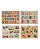 MINDMAKER Wooden Puzzle with Knobs Educational and Learning Toy for Kids (Alphabets+Fruits+Transports+Numbers)