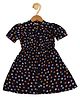 Creative Half Sleeves Polka Dots Printed Dress - Navy Blue