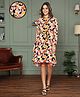 MomToBe Full Sleeves Colour Blocked Maternity Shirt Dress With Concealed Zipper Nursing Access - Orange