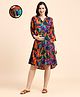 MomToBe Full Sleeves Abstract Printed Maternity Shirt Dress With Concealed Zipper Nursing Access - Multi Colour