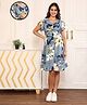 MomToBe Frill Sleeves Sleeves Floral Printed Maternity Dress With Concealed Zipper Nursing Access - Grey