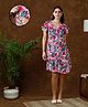 MomToBe Frill Sleeves Sleeves Floral Printed Dress With Concealed Zipper Nursing Access - Pink