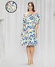 MomToBe Rayon Half Sleeves Abstract Printed Maternity Dress With Concealed Zipper Nursing Access - Multi Colour
