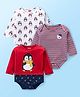 Babyhug 100% Cotton Interlock Knit Full Sleeves Onesies With Stripes & Penguin Print Pack of 3 -Multicolour