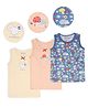 Mi Arcus Pack Of 3  Cotton Sleeveless Mushroom Printed Vests - Peach & Blue
