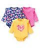 Babyhug 100% Cotton Interlock Full Sleeves Onesies Polka Dots & Floral Print Pack of 3 - Multicolour