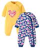 Babyhug 100% Interlock Cotton Knit Full Sleeves Rompers With Strawberries & Floral Print Pack of 2 - Yellow & Blue