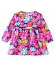 Babyhug Fleece Knit Full Sleeves Frock With Floral Print- Purple