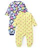 Babyhug 100% Cotton Full Sleeves Romper Floral Print Pack of 2- Yellow & Blue