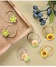 Kicks & Crawl Set Of 6 Floral Detailed Rubber Bands - Pink Yellow & Green
