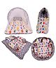 Babytoons New Born Designer Mattress with Net | Baby Sleeping Bag | 4Pcs Bedding Set | 1 Nest with Pillows (0-12 Months) Grey