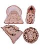 Babytoons New Born Bedding Combo of Mattress with Net | Baby Sleeping Bag | 4Pcs Gadda Set | Nest Bed with 4 Pillows (0-12 Months) Brown