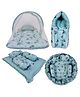 Babytoons New Born Bedding Combo of Mattress with Net | Baby Sleeping Bag | 4Pcs Gadda Set | Nest Bed with 4 Pillows (0-12 Months) Green