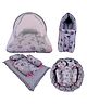 Babytoons New Born Bedding Combo of Mattress with Net | Baby Sleeping Bag | 4Pcs Gadda Set | Nest Bed with 4 Pillows (0-12 Months) Grey