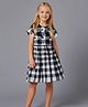 Cherry Crumble By Nitt Hyman Half Sleeves Checked & Floral Embroidered Dress - Off White & Black