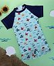 Kicks & Crawl Half Sleeves Sea Life Theme Printed Swimsuit - Navy Blue