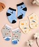 Kicks & Crawl Cotton Pack of 3 Space Theme & Vehicle Printed Flat Socks -  Blue