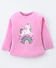 CUCUMBER Sinker Knit Full Sleeves T-Shirt with Unicorn Print - Pink