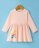 Cucumber Interlock Full Sleeves Frock with  Animal Print - Light Pink