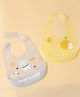 Bear Print Crumb Catcher Bibs Pack of 2 - Light Blue & Light Yellow