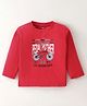 CUCUMBER Sinker Knit  Full Sleeves T-Shirt with Bicycle & Text Print - Red