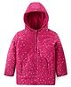 Pine Kids Woven Full  Sleeves Front Open Sequinned Padded Hooded Jacket with Pockets - Rani Pink