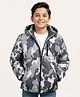 Pine Kids Woven Full Sleeves Padded Hooded Jacket Camouflage Print - Multicolour