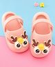 Oh! Pair Clogs with Back Strap Closure & Reindeer Applique - Pink