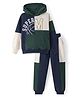 Primo Gino 100% Cotton Full Sleeves Color Block Hoodie & Jogger Pants Set - Green